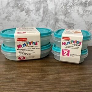 VTG 1993 Rubbermaid SERVIN'SAVER Teal MUNCHETTES Squares (8740) & Ovals (8748)